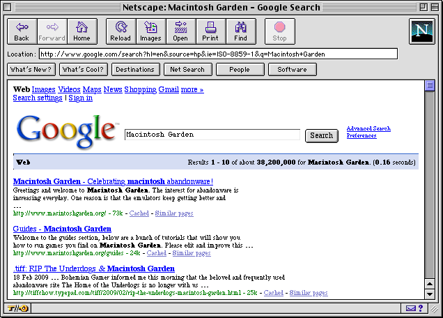 Netscape Navigator 3 for Mac Browsing Google (1997)